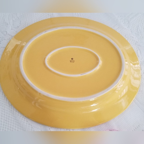 Secla Portugal Stoneware Serving Platter Dish Yellow 15" - Picture 6 of 7